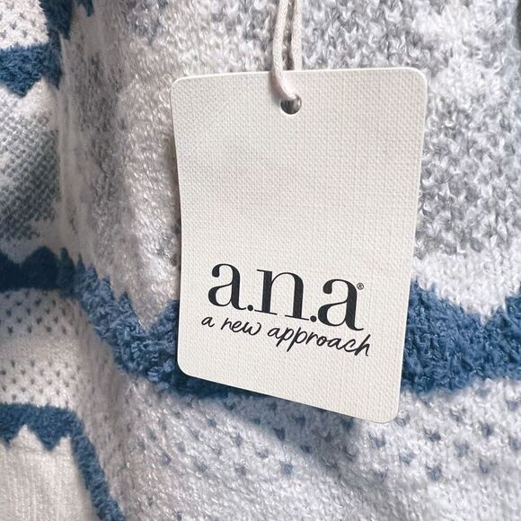 a.n.a Whisper Pattern Sweater Ivory Blue Knit Pullover Mock Neck 2X NWT - Picture 8 of 11